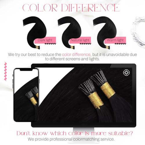 Image of Moresoo I Tip Hair Extensions Human Hair, Jet Black, 24 Inch | 40g 50 Strands, Reusable Stick Tips, Buildable Fullness, Extra Length, Photoshoots, Glam Styling