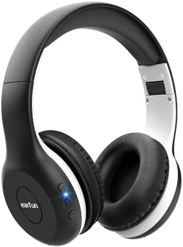 EarFun Bluetooth Kopfhörer Kinder, 85/94dB Lautstärkeregelung, HiFi Sound, HD-Mikrofon, 40 Std Akku, Faltbare, Einstellbar, Kopfhörer Kabellos Bluetooth Kinder für Schule/Reise/PC,