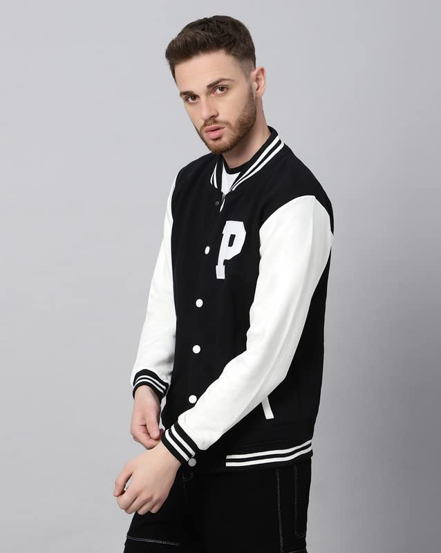 Image of BE SAVAGE Men's Cotton Blend Standard Length Varsity Jacket