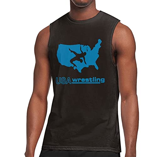 Cxcplxk American Wrestling Men's Sleeveless T-Shirt Sport Bodybuilding Tank Top Shirts Muscle Workout Vest Medium Black #TOP6