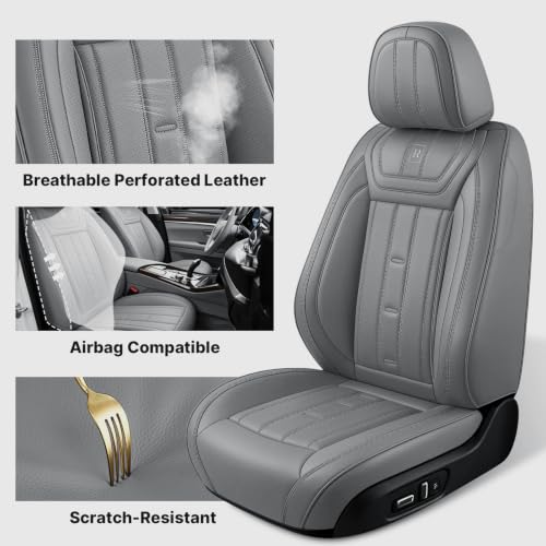 Image of Car Seat Covers Full Set for Toyota RAV4 1999-2025 Gray (5 Pack) | Waterproof car seat cover, anti-slip, breathable. Airbag compatible. Seat heating works. Easy clean. Durable stitching.