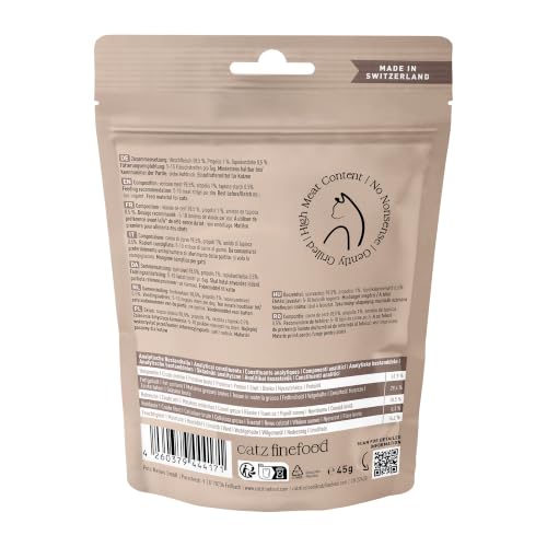 catz finefood Meatz Katzen Leckerlies Hirsch N° 9 - knusprige Streifen aus Hirschfleisch - gegrillt und getrocknet - Katzensnack ohne Zucker, getreidefrei, 45g