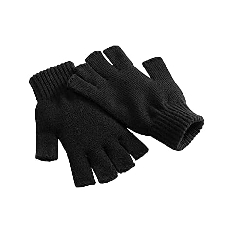 Love My Fashions® Women's Half Finger Magic Gloves Knitted Mittens Warm Thermal Fingerless Knit Anti Slip Gripper Outdoor Windproof Driving Breathable Black Cover