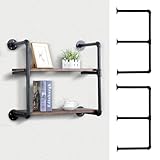 Industrial Pipe Shelving Wall Mounted,Black Pipe Shelves Iron Pipe Shelf Bracket,Wall Shelves(2Pcs X 3Tier,29