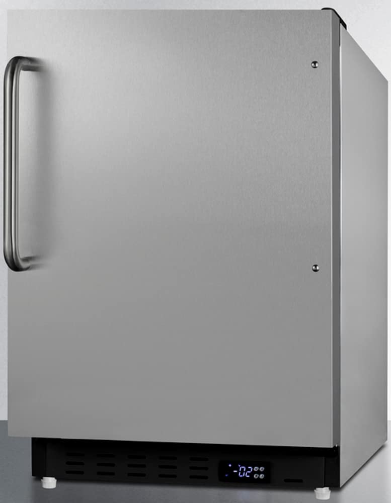 Summit Appliance ALFZ37BCSS Built-in Undercounter ADA Compliant Residential All-Freezer with Stainless Steel Cabinet, Towel Bar Handle, Door Storage, Adjustable Thermostat and Manual Defrost on Fridge.com