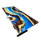 Personalized Height Adjustable Ocean Resin Epoxy Table, Sea Design Blue Epoxy Dining Table, Live Edge Ocean Epoxy Table, Coffee Table, Living Room Table, Kitchen Table (24x48 inch)
