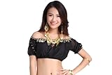 ZLTdream Belly Dance Lanterns Short Sleeve Bra Top With Chest Pad Black, One Size
