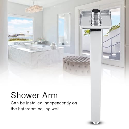 Square Thick Stainless Steel Shower Extension Arm Straight Wall Mounted Fixed Chrome Finish Shower Head Arm for Fixed Showerhead 12 Inch - Image 2