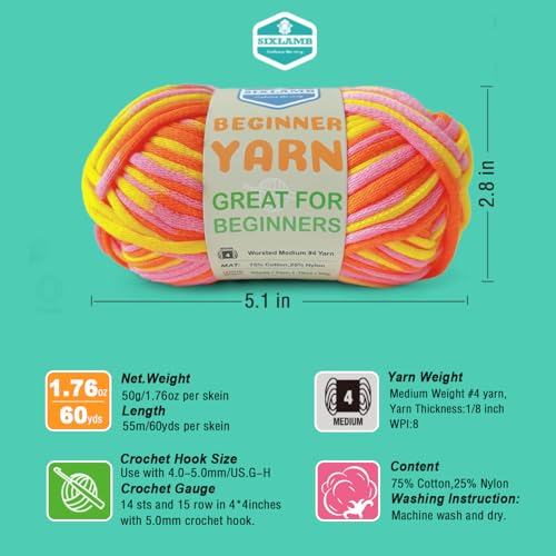 Image of 3 * 50g /1.76oz Yarn for Crocheting and Knitting, 3 * 60yds Beginner Yarn with Easy-to-See Stitches; Worsted-Weight Medium #4;Amigurumi-Friendly Crochet Kit (Dawn+Ocean+White)
