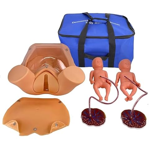KDJFS Child Birth Education Tools Midwifery Training Model Childbirth Simulator with 2 Fetus & 2 Placenta & 2 Umbilical Cord & Carrying Bag Suitable for Medical Education and Training Cover