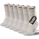 Rahhint Calcetines de senderismo Merino Calcetines de compresión Calcetines de trekking acolchados antiampollas 3 pares para hombres, mujeres y niños Talla 31-52