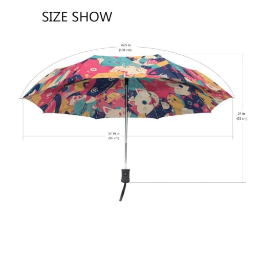 Parapluie pliant coupe-vent Kitty Fun idéal pour voyager
