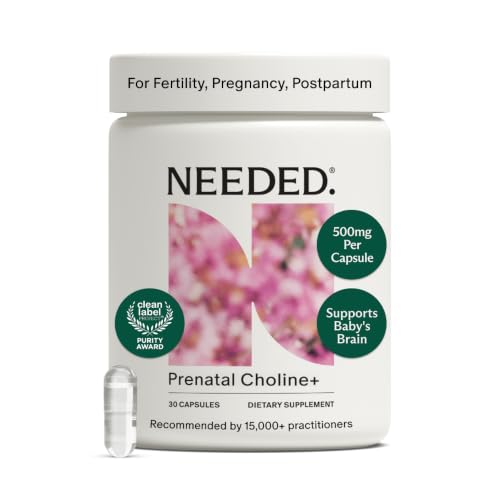 Needed. Prenatal Choline+ for Cognitive Development, 30 Liquid Capsules | Choline Supplements For Pregnancy, Aids Baby Brain Development & Supports Healthy Pregnancy, Third Party Tested