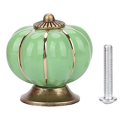 EVTSCAN Poignées en céramique, boutons de citrouille, poignée de style européen pour meubles de tiroir d'armoire de chambre(vert)