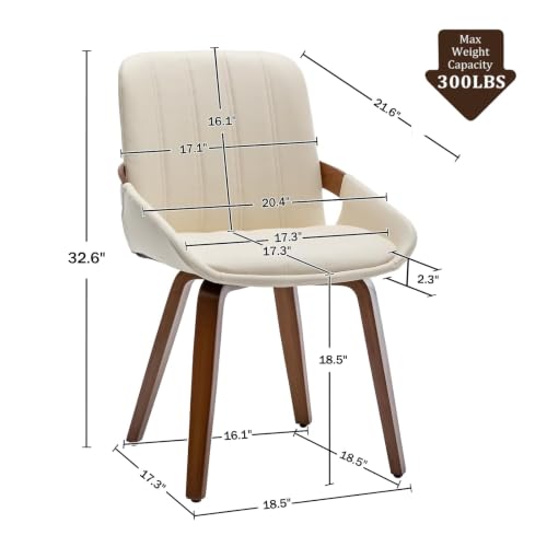 Mid Century Modern Dining Chairs Beige Accent Leather Kitchen Chairs,4PCS - Image 3