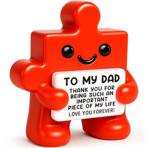 Sensi Blue Fathers Day Birthday Gifts for Dad from Daughter Son Wife, Best Dad Ever Gifts, Funny New Stepped Up Bonus Step First Time Daddy Gift, Thank You Father Puzzle Piece Decor, I Love You Gift