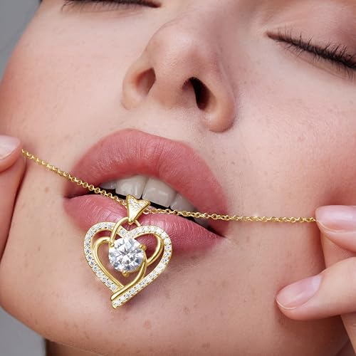 Moissanite Pendant Necklace for Women – 925 Sterling Silver Necklace for Women Heart Pendant, Dainty Silver Jewelry Gift Box for Mom Wife Girlfriend – Birthday Anniversary (1-3 CT)2