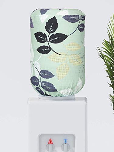 Image of Cortina Printed Water Can Cover | Dispenser Bottle Protector | Polyester Material | Elastic Closure | Environmental Friendly | Digitally Printed | 45cm x 42cm x 43cm | 20 Lts | 2Pc | Grey & Green