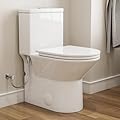 HOROW T0355W Elongated One Piece Toilet, 17.3+" ADA Comfort Chair Seat Height, 1.1/1.6 GPF Dual Flush Toilet for Bathroom, MAP 1000g, Modern White Toilet with Side Inlet Hole, 12" Rough-in Toilet Bowl