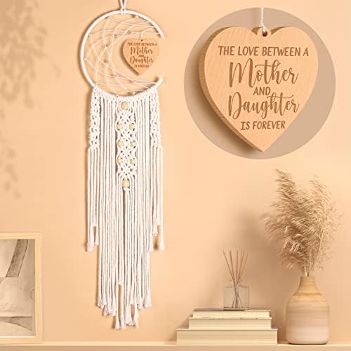 Trabuono Gifts for Mom Mothers Day from Daughter Son Kids, Dream Catcher with Funny Warm Heart Pendant Birthday Gifts Ideas for Wife from Husband, Boho Home Wall Decor Mother Mother-in-Law Women Gift
