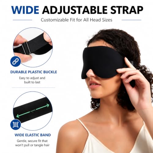 ALASKA BEAR Sleep Mask Memory Foam Contoured Eye Cups for Women and Men, Soft 3D Blackout Eye Mask for Sleeping No Pressure on Eyelids and Eyelashes Protection, Earplugs Set, Black - Image 6