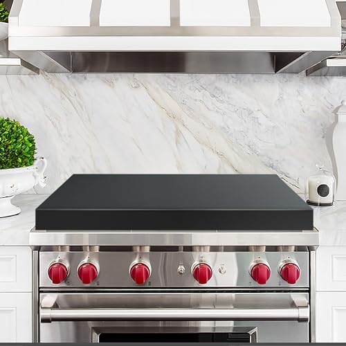 Stainless Steel Gas Stove Top Covers, Large Gas Stove Guard Cover, Stove Top Covers For Gas Stoves And Electric Stoves (L 30″ X W 22″ X H 2.56″) With Non-Slip Silicone Strips, Black Stainless Steel Gas Stove Top Covers, Large Gas Stove Guard Cover, Stove Top Covers For Gas Stoves And Electric Stoves (L 30″ X W 22″ X H 2.56″) With Non-Slip Silicone Strips, Black