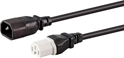 Kettle Male C14 to Female C15 Hot Power Extension Cable, 1.8 Meter Length