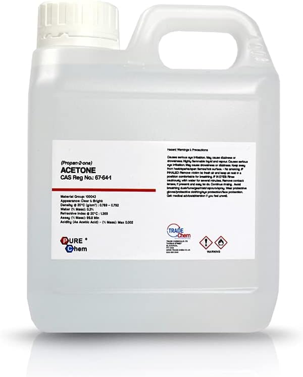 Pure Acetone Acrylic Nail Remover Nail Polish Remover 99.8 (1L Jerry Container) Clear