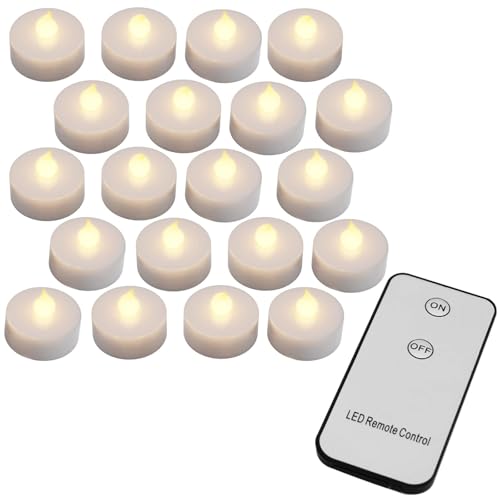 Monzana® Teelichter LED +300H elektrisch flackernd mit Fernbedienung mit Batterien flammenlose realistische Kerzen hell warm weiß 30er Set je 3,7cm