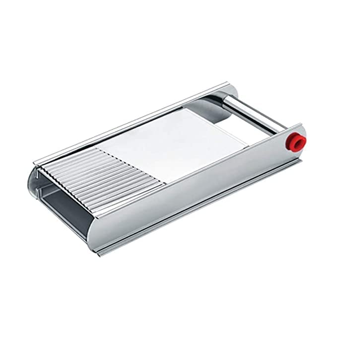 GreenUniverse 2 in 1 Stainless Steel Vegetable Friuts Slicer Cutter Potato Chips Maker with Handle for Home Kitchen (Silver)