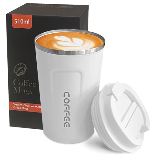 Image of Insulated Travel Coffee Mug, Stainless Steel Coffee Cup with Leakproof Lid