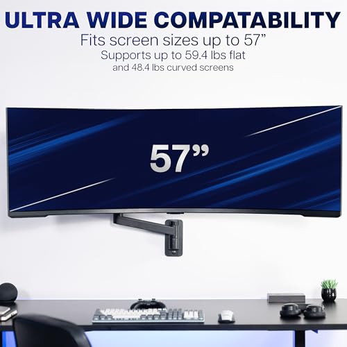 Image of VIVO Black Ultrawide Monitor Wall Mount for up to 57 in Screens, MOUNT-G57 | TV and Monitor Arm, VESA Wall Mount, Designed for Samsung Odyssey Ark, Neo G9, ViewFinity S9, and More, Holds 59.4 lbs