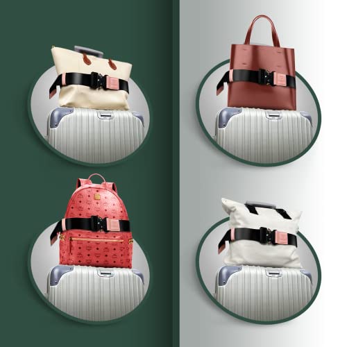 Image of Luggage Straps for Carry On, Vethers Add a Bag Travel Belt, Hands Free Luggage Helper, Adjustable and Stylish Belt with Metal Buckles for Second Bag, Tote, Airport Travel Accessory (Pink)