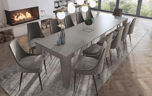 CONSOLLE ALLUNGABILE ADRIANA MODERNA TAVOLO ESTENSIBILE DA 54 A 300 CM CON 5 ALLUNGHE IDEALE PER 10 POSTI SALVASPAZIO GUIDE IN METALLO DESIGN PER SOGGIORNO SALOTTO CUCINA INGRESSO CEMENTO
