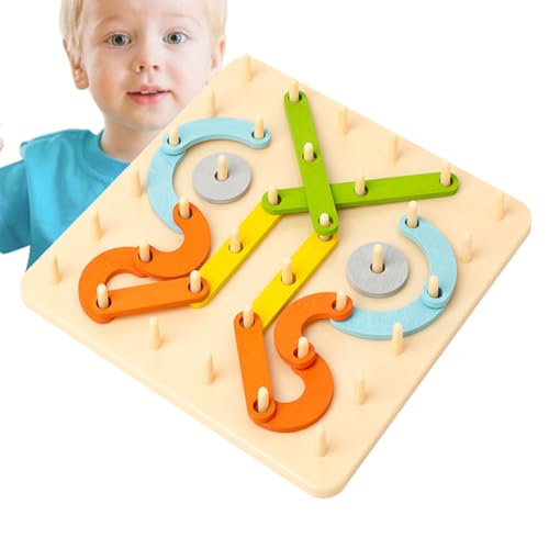 Juego de Mesa de Clavijas, Tablero de Clavijas para niños | Colorido Puzzle de Madera de múltiple Toy,Escuela suministra Actividades de Aprendizaje Preescolar, Juego de Cerebro para niños de 3 años