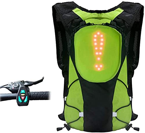 GLZXMQBP Radfahrer Reflektierender Rucksack LED USB Wiederaufladbares Blinkendes Fahrrad Mit Signallicht Weste Outdoor-Sicherheitstasche Sport Radfahren Bei Nacht,Grün Cover
