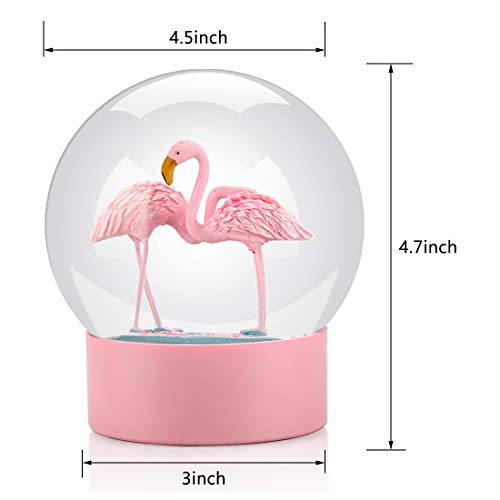 Mingfuxin Snow Globe, Pink Flamingos Snow Globe For Kids, Glitter Glass Snowglobes For Women Girls, Snow Globes Home Office Table Decor Birthday Gift, 100Mm Pink Flamingos Valentines Snow Globe #TOP3