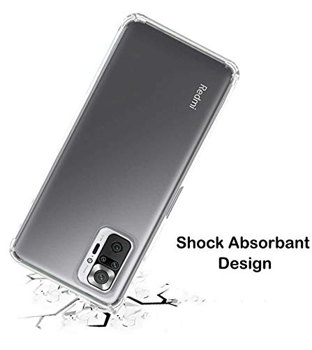 Image of Soft Flexible Silicone Back Cover (Xiaomi Redmi Note 10 Pro, Transparent Case + Screen Guard)
