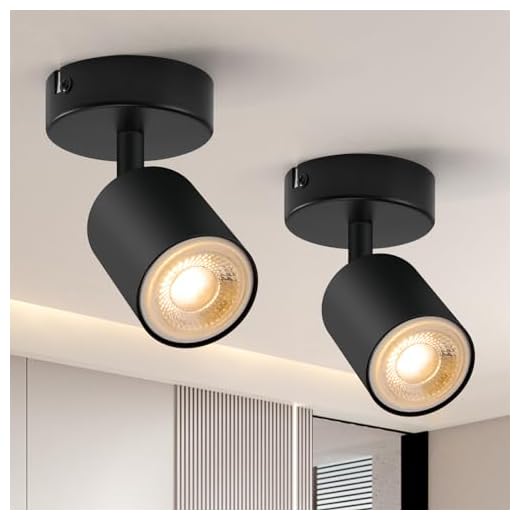 Wowatt 2 x Lámpara de Techo LED con 1 Focos GU10, Negro Focos de Techo Orientables Plafón Apliques Techo Interior Modernas Lámpara de Pared Giratorios para Salon Dormitorio Cocina Comedor Sin Bombilla