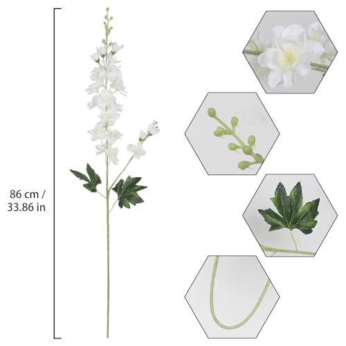 Uznaeoi 8Pcs White Delphinium Artificial Flowers 33.5'' Silk Larkspur Flowers Long Stem Artificial Flowers For Tall Vase Home Wedding Garden Table Decor thumb #1