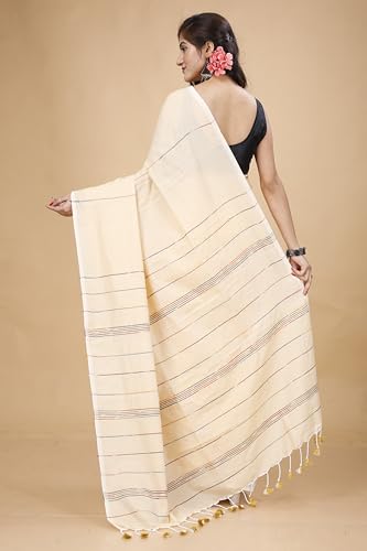 Image of Women's Traditional Bengal Handloom Soft Cotton Khesh Saree