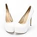 OCHENTA Women's Hidden Platform Stiletto High Heels Slip On Pumps PU White Tag 39 - US B(M) 8
