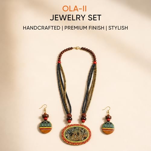 Image of AAKRITI ART CREATIONS Handcrafted Women's Jewelry Set - Elegant Ethnic Necklace and Earrings, Statement Fashion Accessories for Parties & Festivals