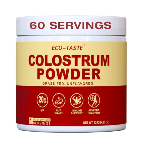 ECO-TASTE Colostrum Powder | 20% IgG Concentrated Pure Bovine Colostrum Superfood, No additive, Gluten Free, Unflavored, 60 Servings