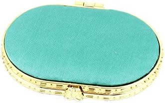 Ruilogod Silk Embroidery Oval Folding Pocket Makeup Cosmetic Mirror Turquoise (id: 4c4 bac 71d be1 6e6 image 5