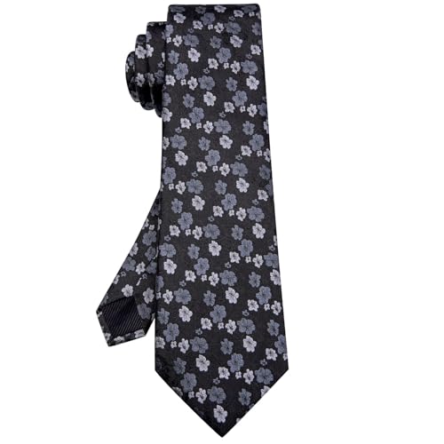 Image of Hi-Tie 63 inches Striped Paisley Extra Long Ties for Men Silk Necktie with Lapel Pin Tie Clip Big and Tall Men Formal Wedding