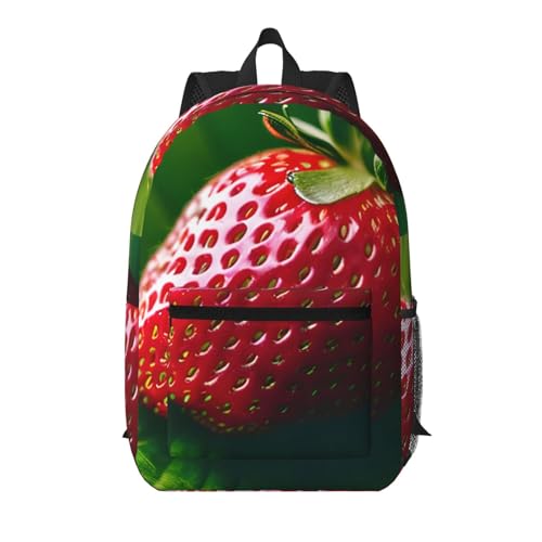 Sac à dos de voyage portable noir et blanc de 43,2 cm avec motif fraise