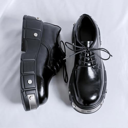 Men's Leather Platform Oxfords Fashion Goth Punk Motorcycle Shoes with Metal2