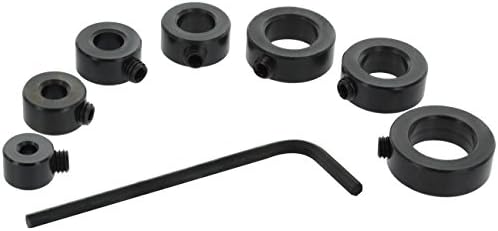 Drixet Drill Stop Bit Collar Set – Kit Includes: 1/8", 3/16”, 1/4”, 5/16”, 3/8”, 7/16” and 1/2-Inch with Allen Wrench to Tighten The Stops Set-Screws (7-Piece)