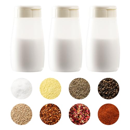 Saleiro, Guador de 3 peças saleiro 200 ml saleiros com tampa e etiqueta saleiro e pimenta selada contra a humidade latas de pimenta plástico garrafa de sal saleiro para cozinha churrasco campismo